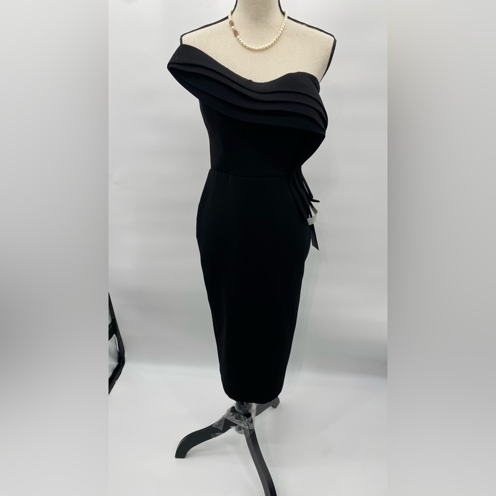 Nicole Bakti Black Strapless Evening Dress size 6 style 683